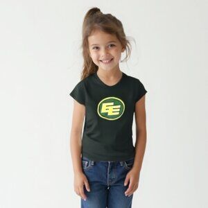 Edmonton Elks (Eskimos) CFL Youth Girls T-Shirt - Green "EE" Logo